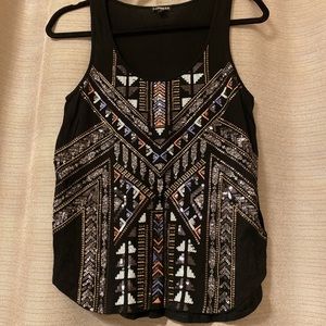 Express Black Sequin Tank Top Size XS